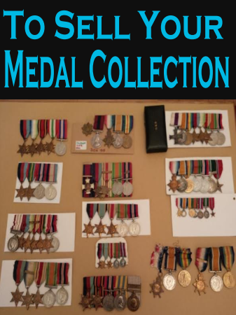 Groups of medals with the caption "Sell your collection ".