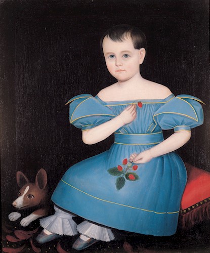 A portrait of a girl American folk art 