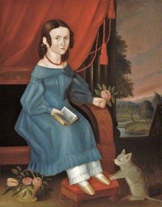 American folk art primitive oil painting
